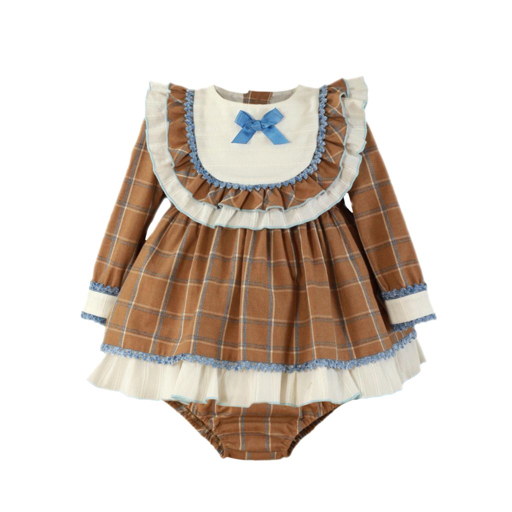 VESTIDO BEBE CAMEL CUADROS