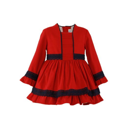 VESTIDO NIÑA MANGA LARGA ROJO MARINO