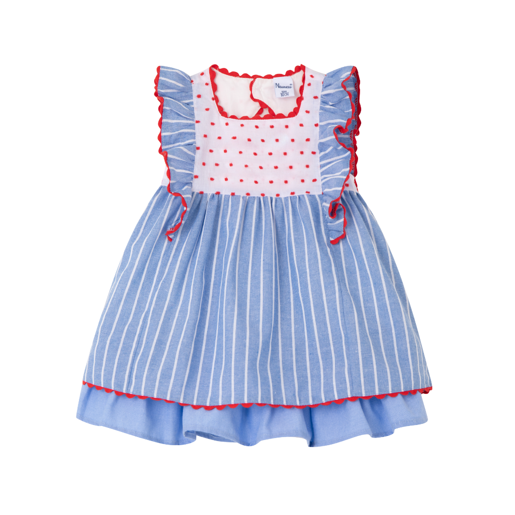 VESTIDO BEBE AZUL RAYAS BLANCAS