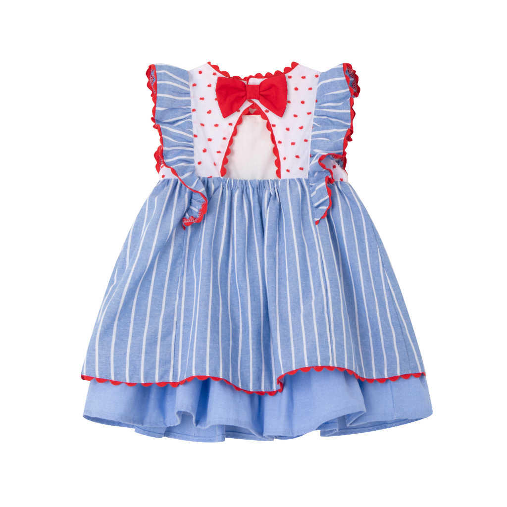 VESTIDO BEBE AZUL RAYAS BLANCAS