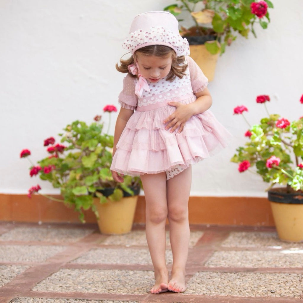 VESTIDO BEBE NINA PALO DE ROSA NUBES - Menta Moda Infantil