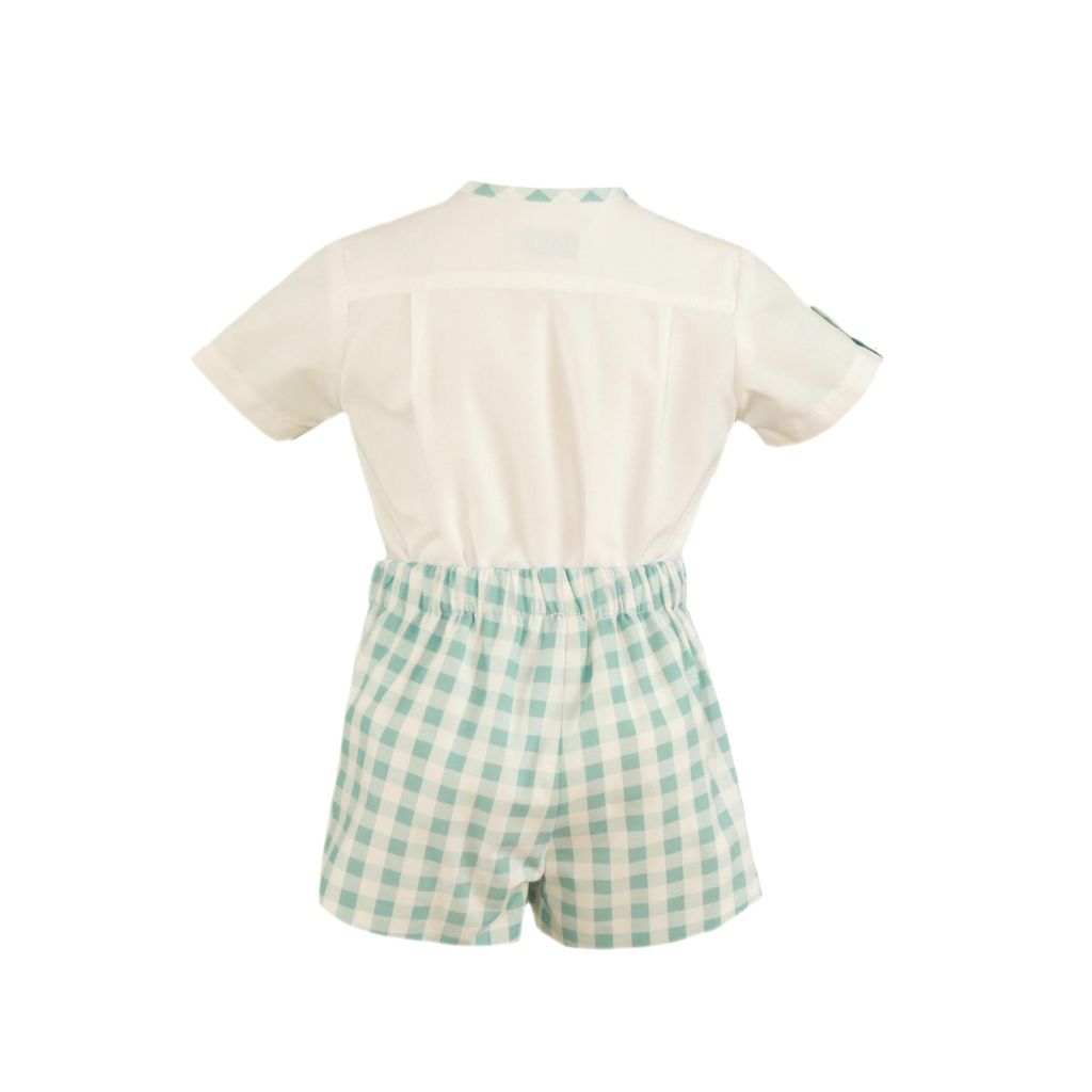 CONJUNTO BEBE NIÑO SHORT CUADROS