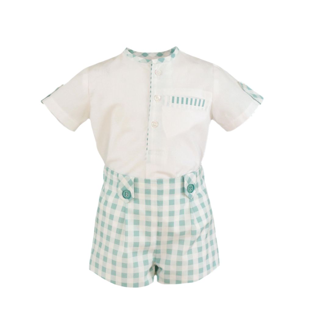 CONJUNTO BEBE NIÑO SHORT CUADROS