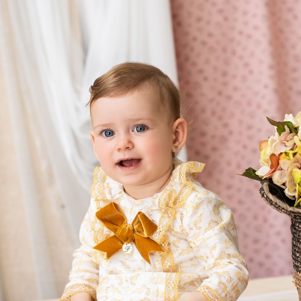 VESTIDO Y BRAGUITA BEBÉ NIÑA EN TOILE DE JOUY - Menta Moda Infantil