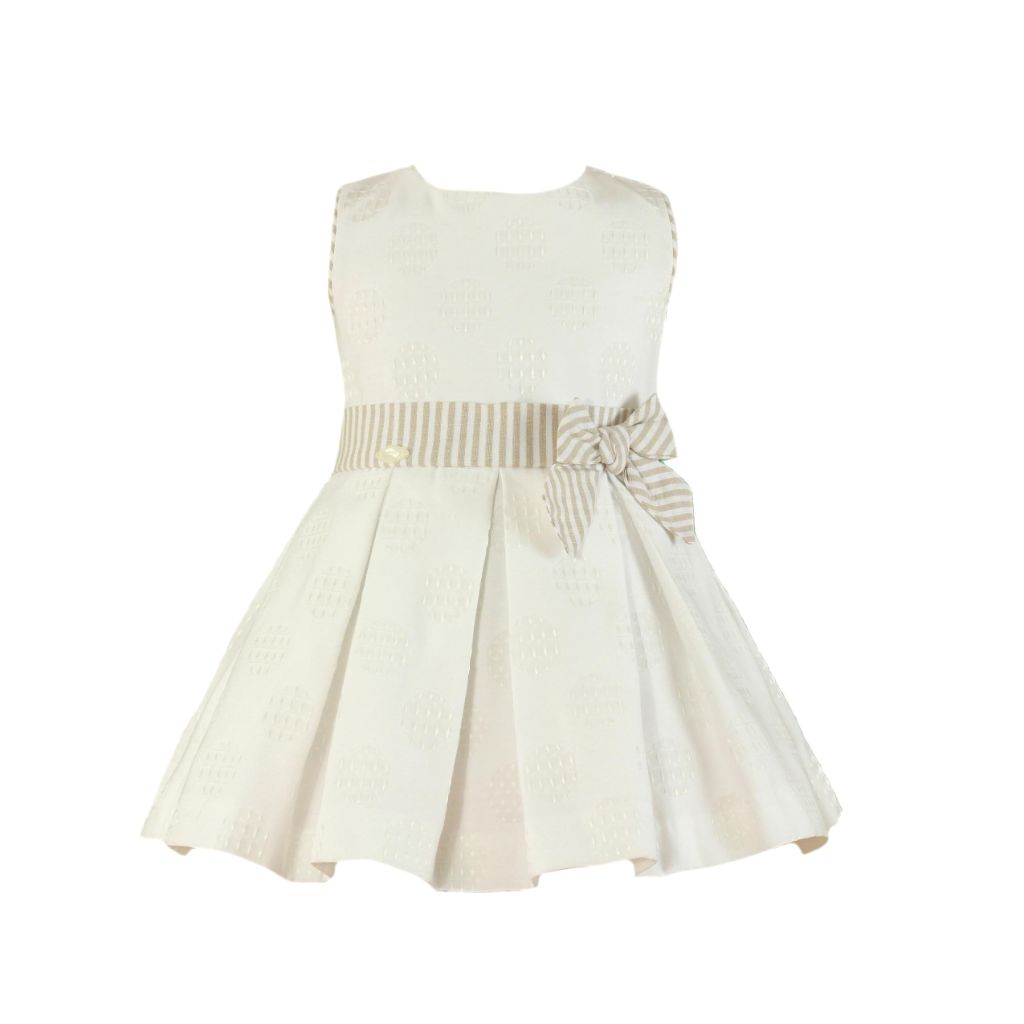 VESTIDO BLANCO  CON FAJIN DE LINEAS