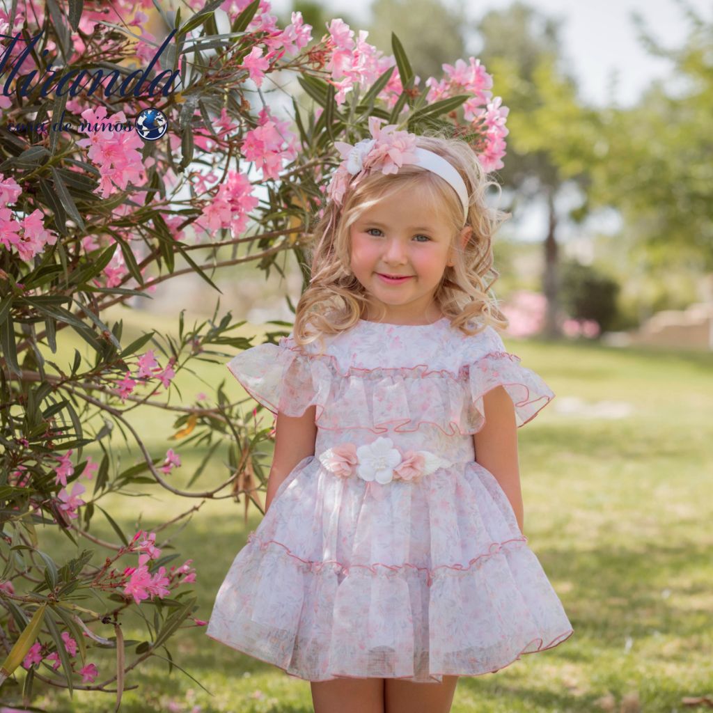 VESTIDO DE GASA ESTAMPADO ROSA