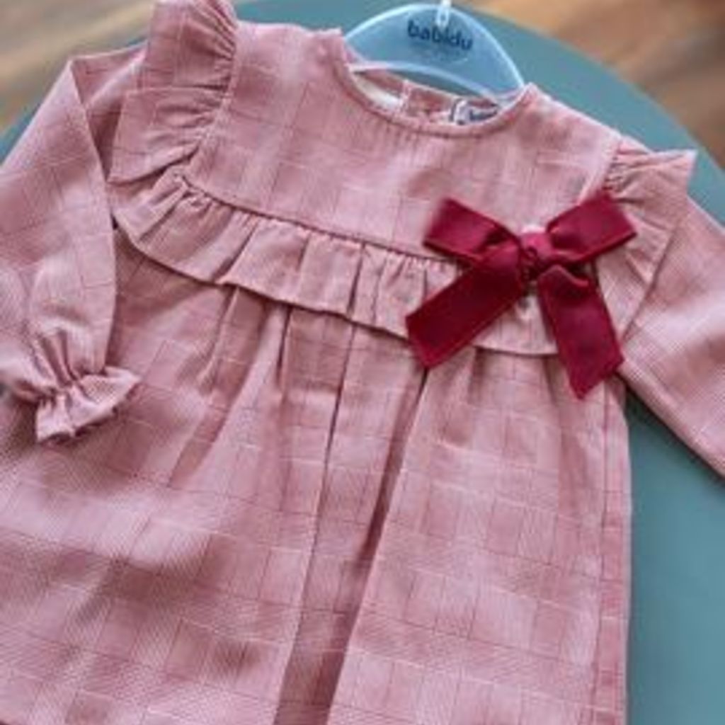 JESUSITO PARA BEBE NIÑA CUADROS GRANATE - Menta Moda Infantil