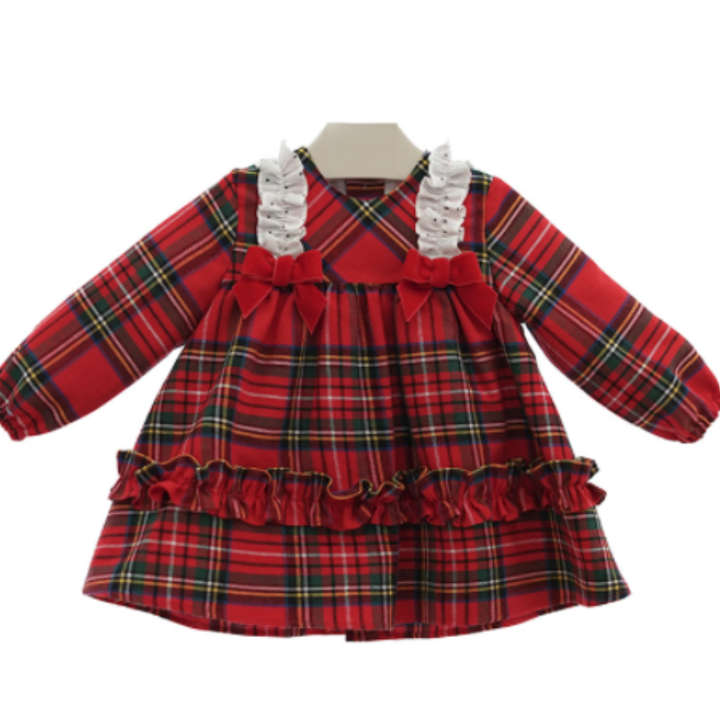 VESTIDO BEBÉ ESCOCES CON LAZOS - Menta Moda Infantil